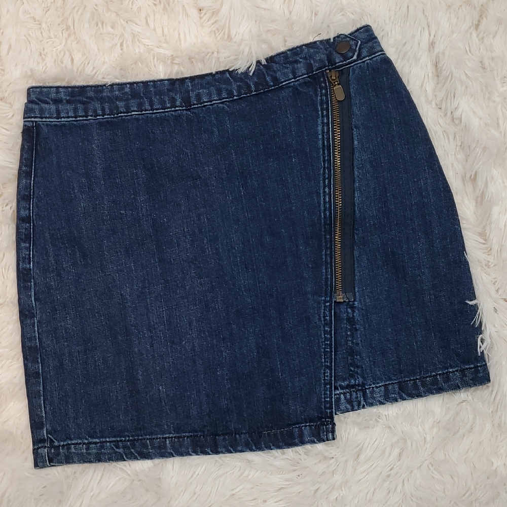 Topshop Moto Asymmetrical Denim Mini Skirt Size EUC